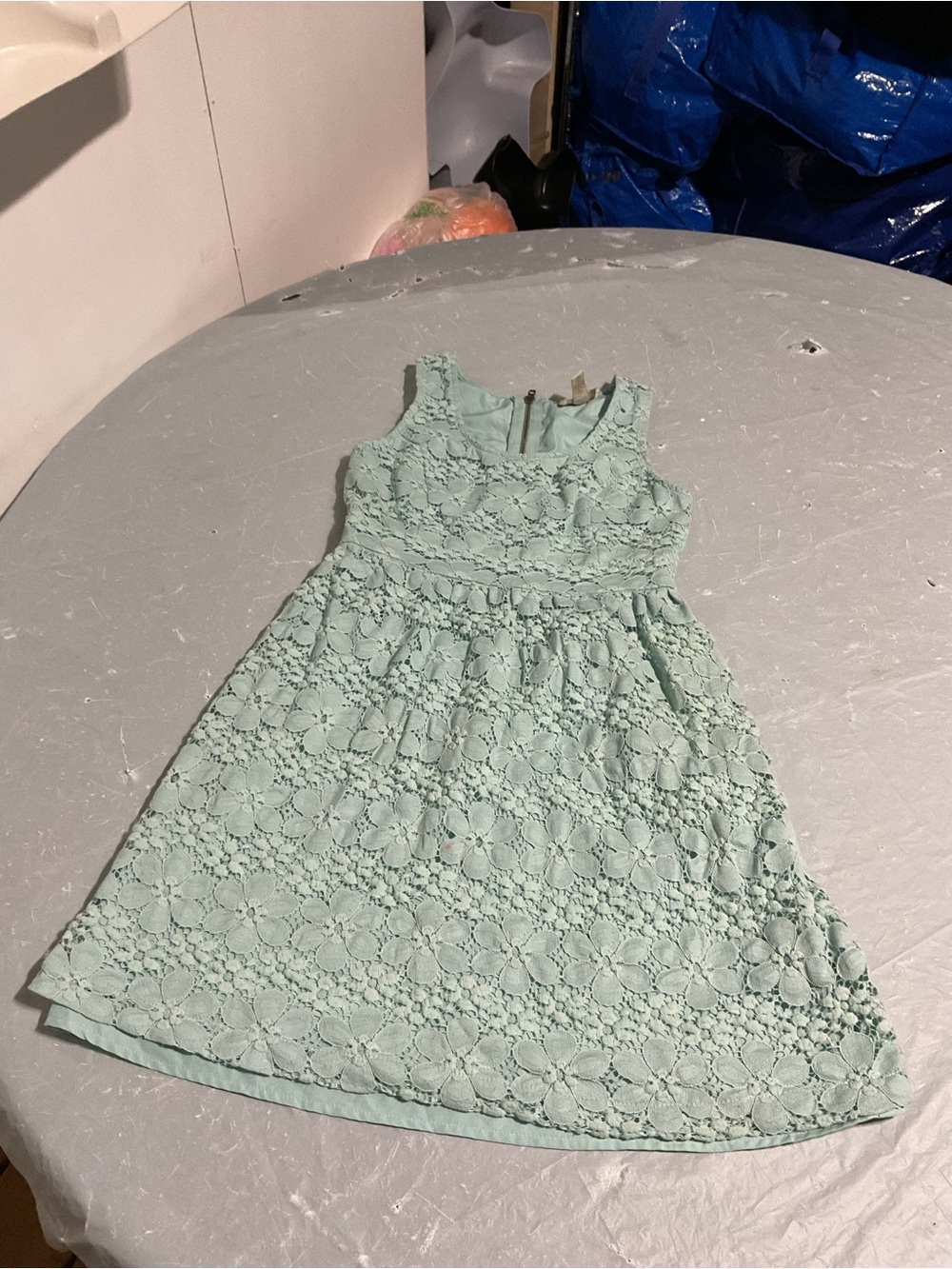 LOFT Girls' Mint Green Floral Lace Dress